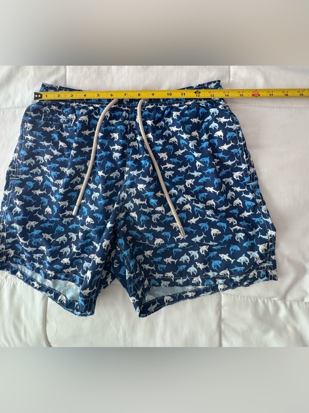 MC2 Saint Barth Men's Shark-Print Swim Shorts - Navy & White & Blue - Picture 4 of 15